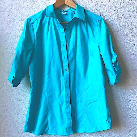 Coldwater Creek Button up Size L 14 Blue - Picture 1 of 7